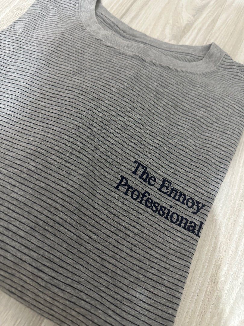 Ennoy S/S border tee grey 2022, 男裝, 上身及套裝, T-shirt、恤衫