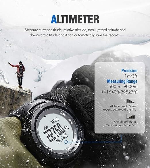 EZON Military Watch for Men Tactical Watches with Altimeter Barometer Compass Thermometer Waterproof H001