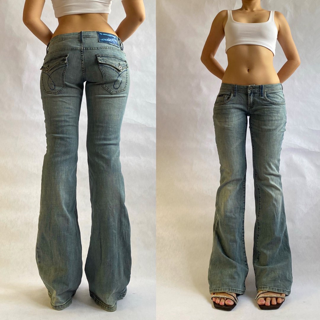 Flared lowrise jeans denim, Women's Fashion, Bottoms, Jeans on Carousell