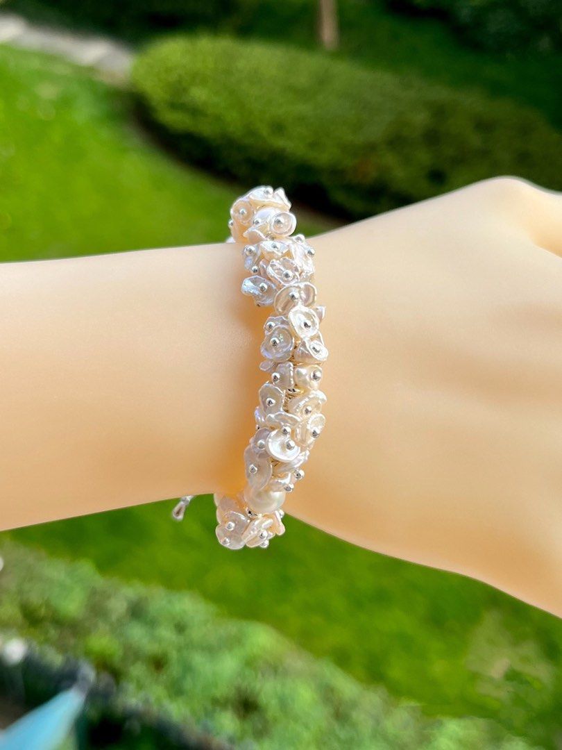 Freshwater pearl bracelet with swarovski elements best sale