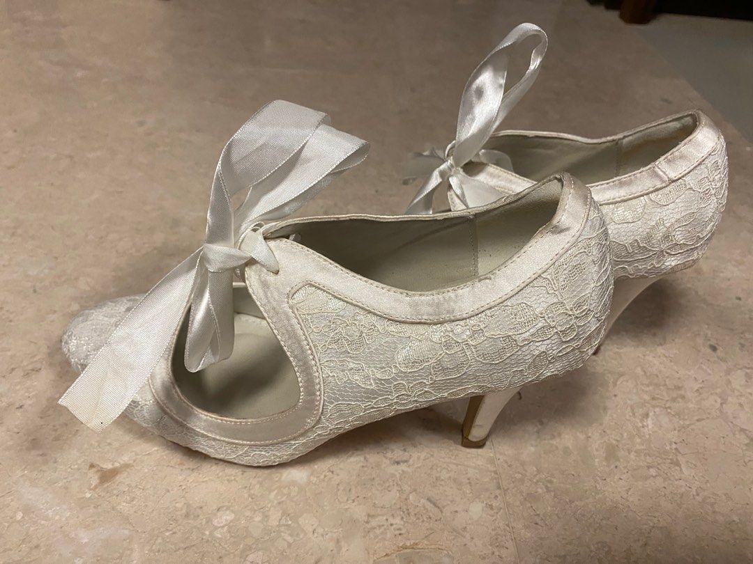 Free Lace White Wedding shoes Women s Fashion Footwear Heels on