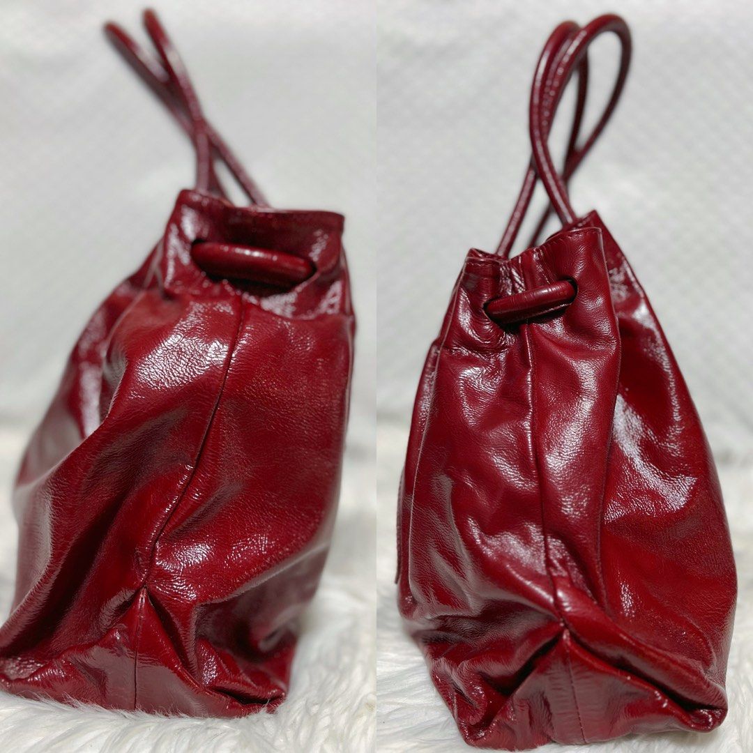 Furla patent sales leather bag