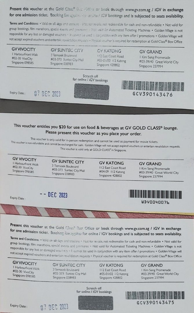 Gold class ticket, Tickets & Vouchers, Vouchers on Carousell
