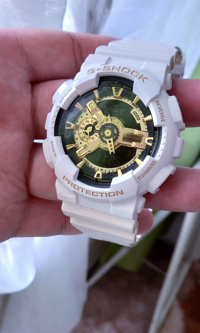 Gshock GA110 GB brand new white glossy bezel with custom gold