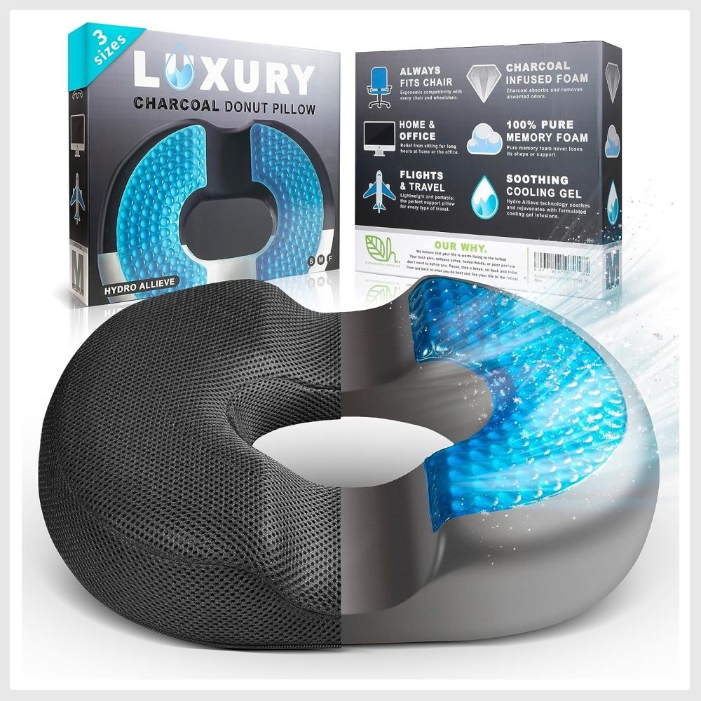 H. Luxury Donut Pillow for Tailbone Pain, Hemorrhoid Butt Cushion for  Postpartum Pregnancy Surgery, Charcoal Infused Memory Foam Doughnut Ring  Seat