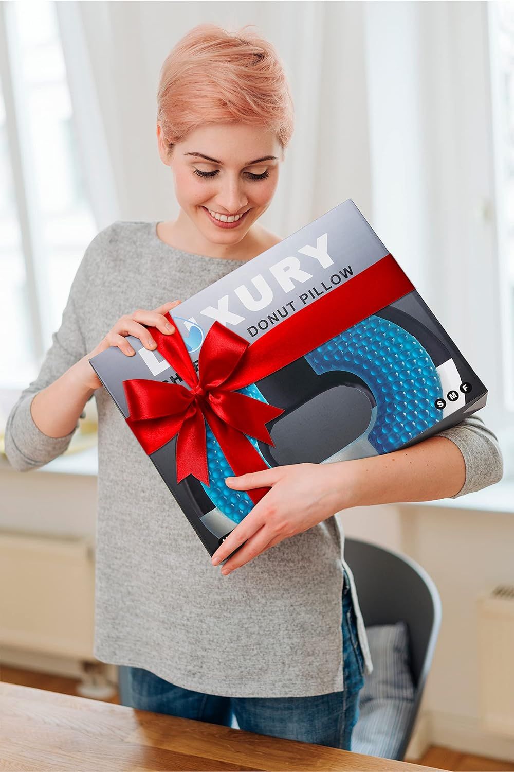 H. Charcoal Donut Pillow for Tailbone Pain Relief Cushion