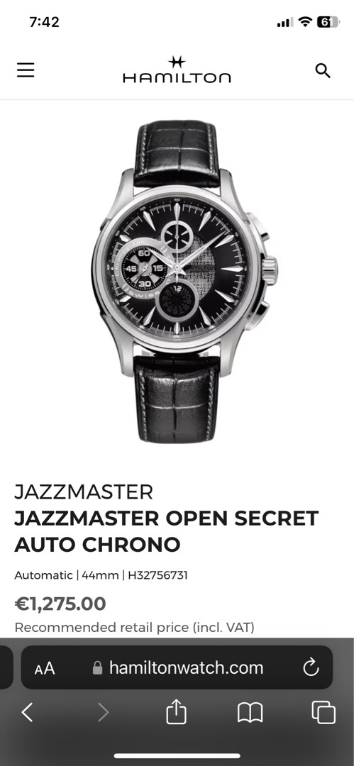 Hamilton jazzmaster open secret automatic