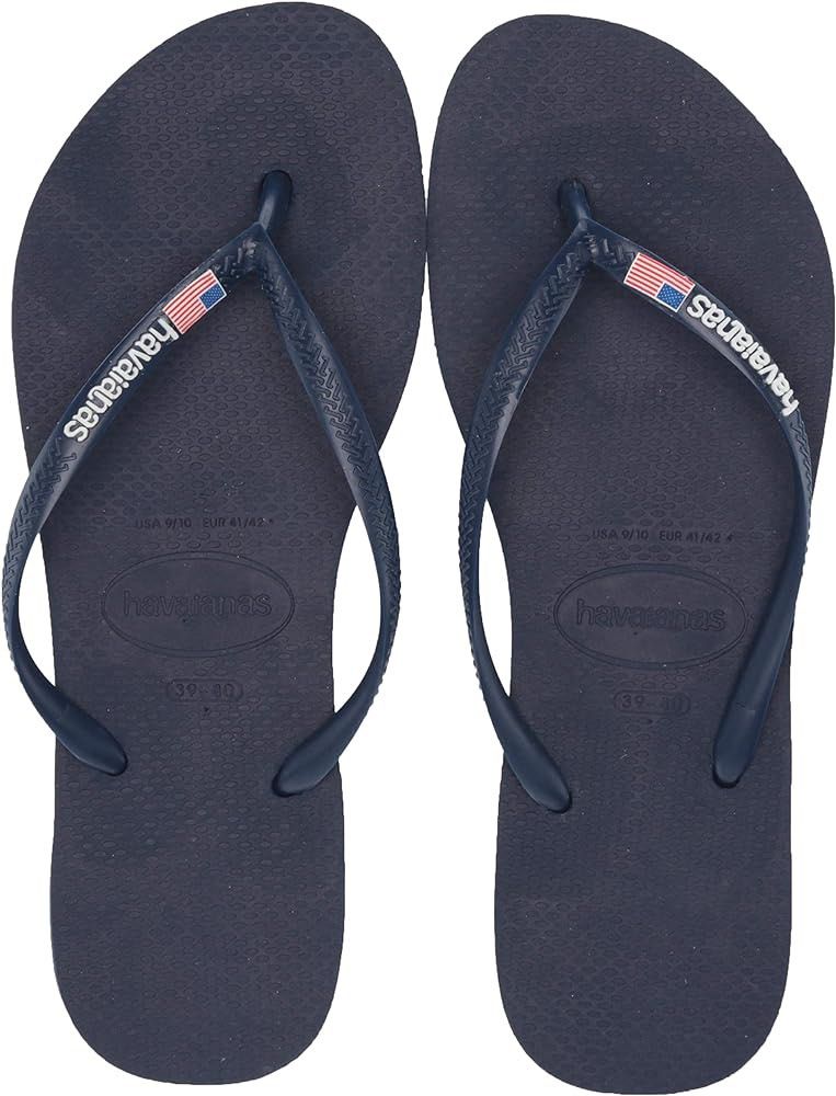 Havaianas Slim USA Logo Flip Flops Slippers Navy Blue Women s Fashion Footwear Flipflops and Slides on Carousell