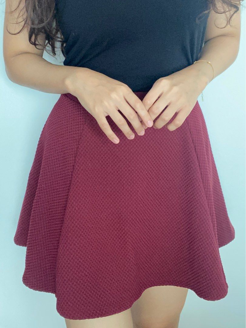 H&m maroon skirt online