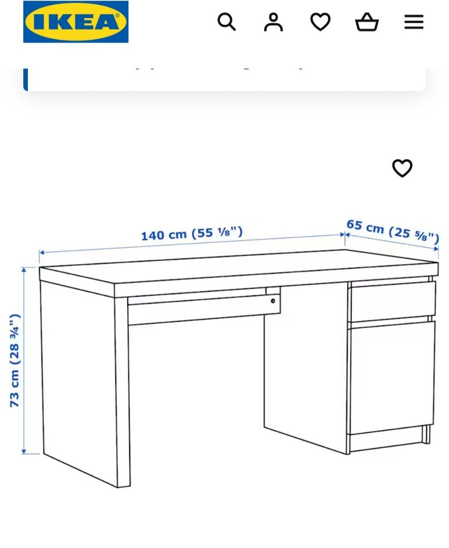 Malm cheap desk dimensions