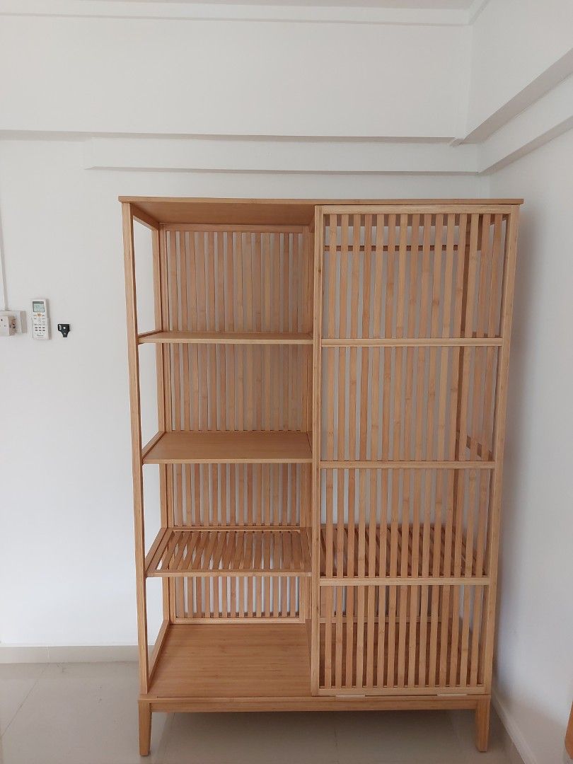 IKEA NORDKISA open wardrobe with sliding door bamboo