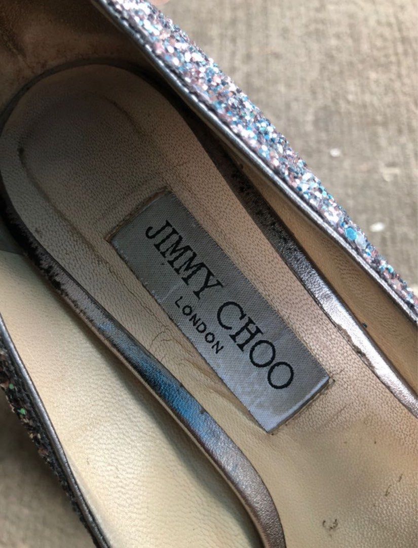 Jimmy Choo Romy 85 Glitter Pumps (Category: Sneakers & Footwear) located in Manila. Submitted by everythingsale101 (Listing ID 1265128508, Image 3). Description: Jimmy Choo Authentic Romy 85 Glitter Pumps Size 40 With sole protector No inclusions Needs cleaning lang, ganda pa nito; well used; manage expectations; normal signs of usage; detailed photos posted.