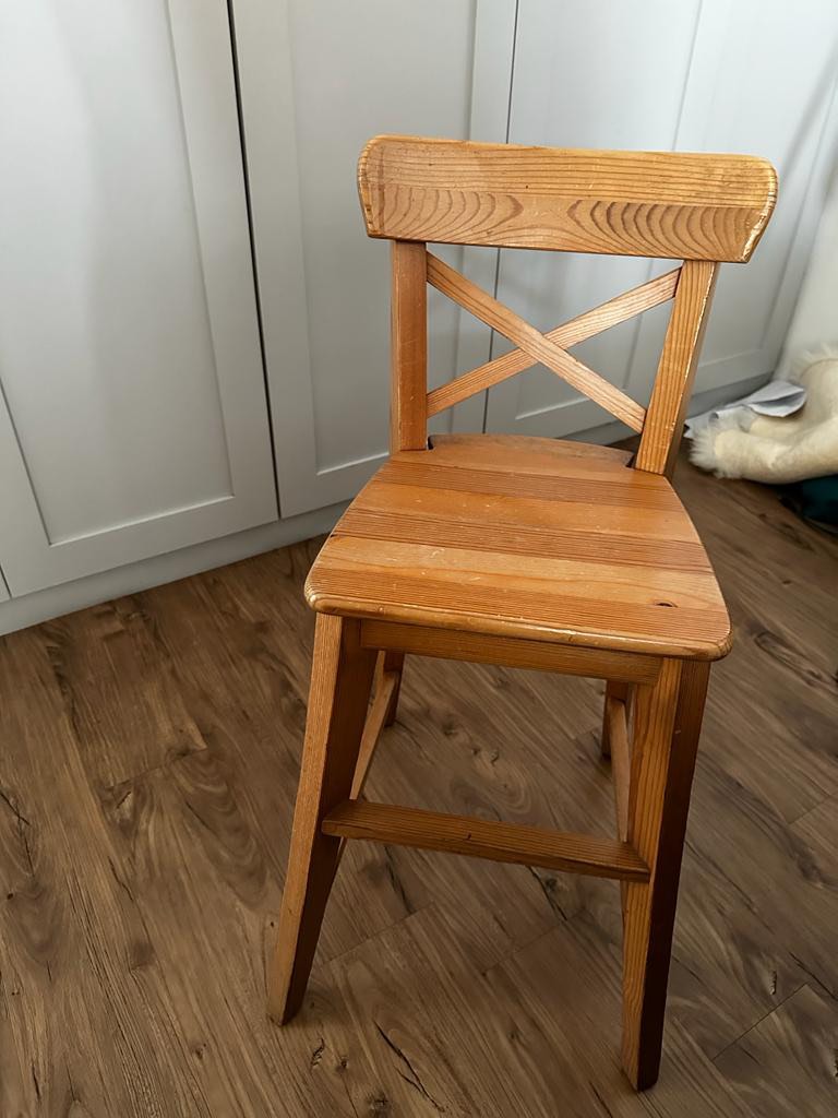 Ikea childrens wooden high chair hotsell