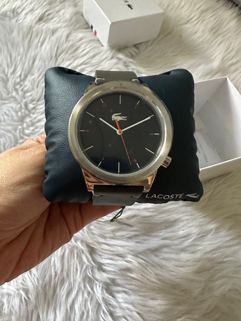 Lacoste grey leather motion watch for men Men s Fashion Watches Accessories Watches on Carousell