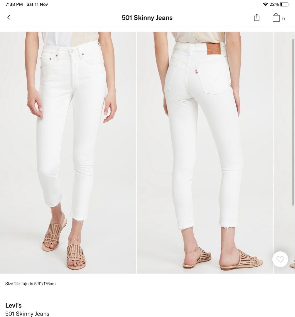 Levi s 501 skinny white jeans W23