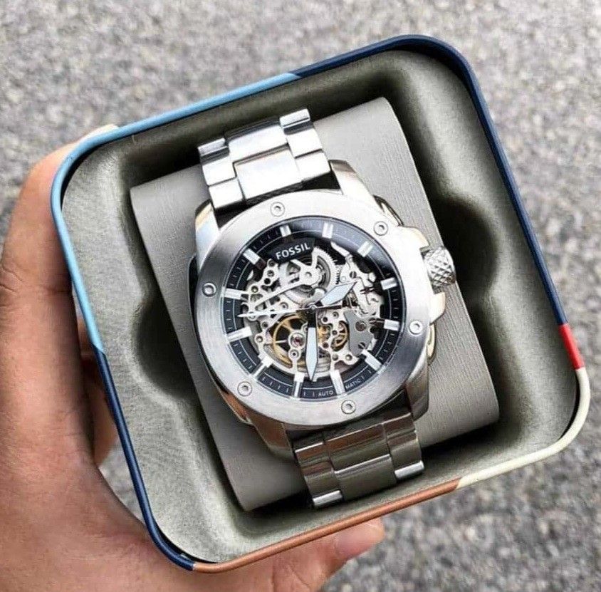Lowest Price Fossil Men s Automatic Skeletal Dial Stainless Steel Watch Birthday gift birthday fossil BRAND NEW IN BOX