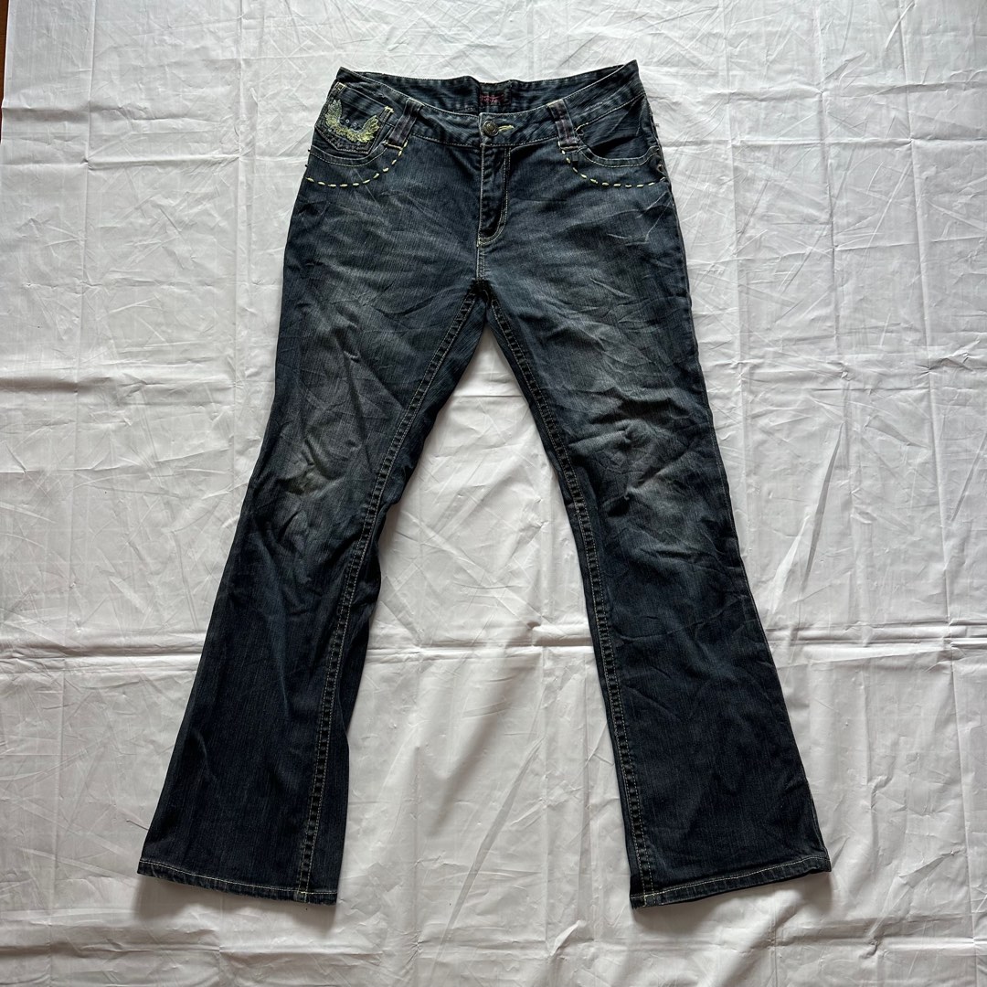 Lowrise angel wings back bootcut denim jeans Women s Fashion