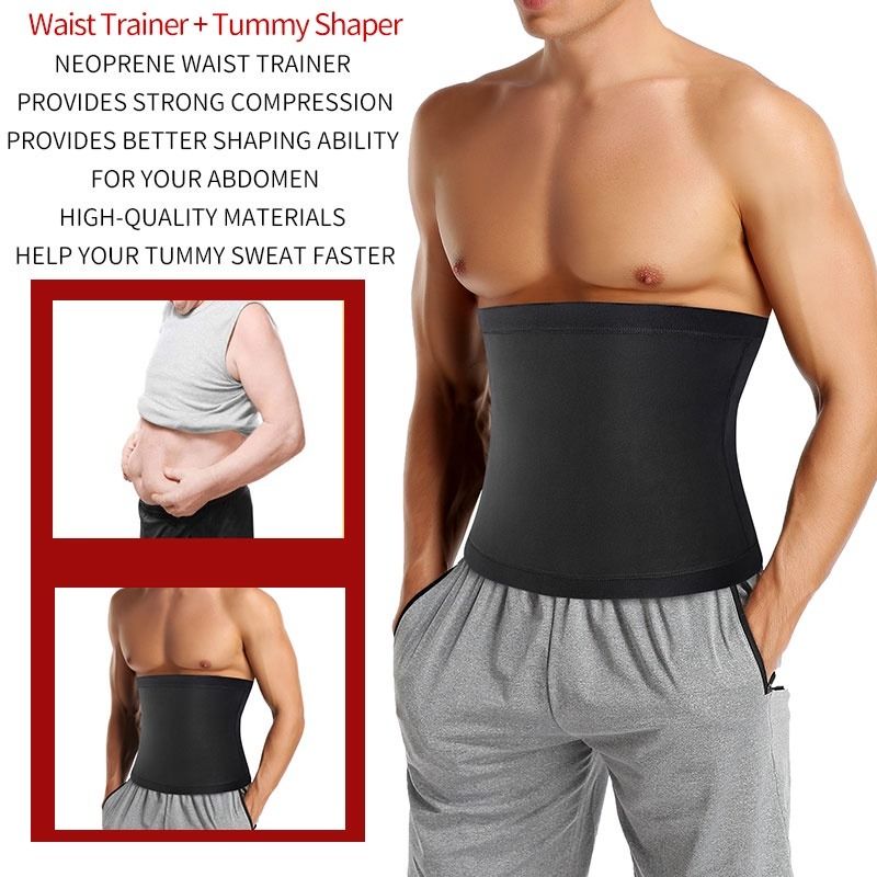 Mens Workout Waist Trainer Neoprene Corset Sauna Sweat Trimmer Slimming  Belly With Belts