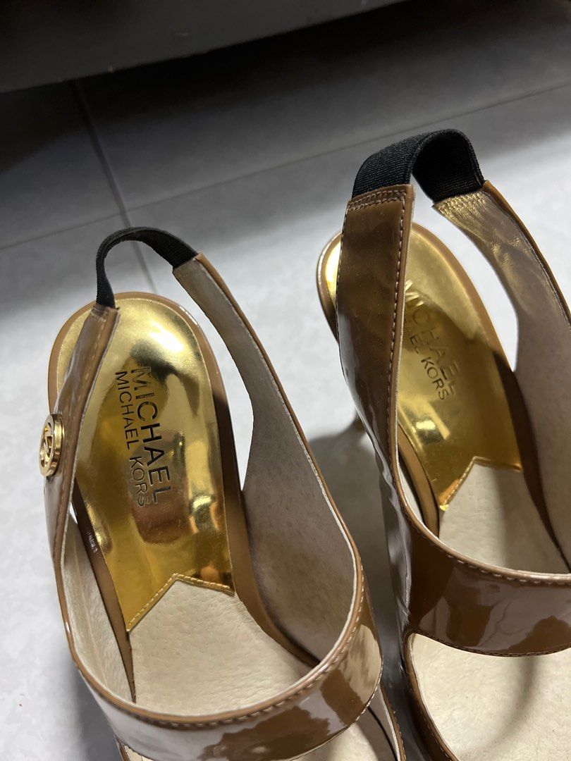 Michael Kors Gold Heels Sandals Women s Fashion Footwear Heels on Carousell