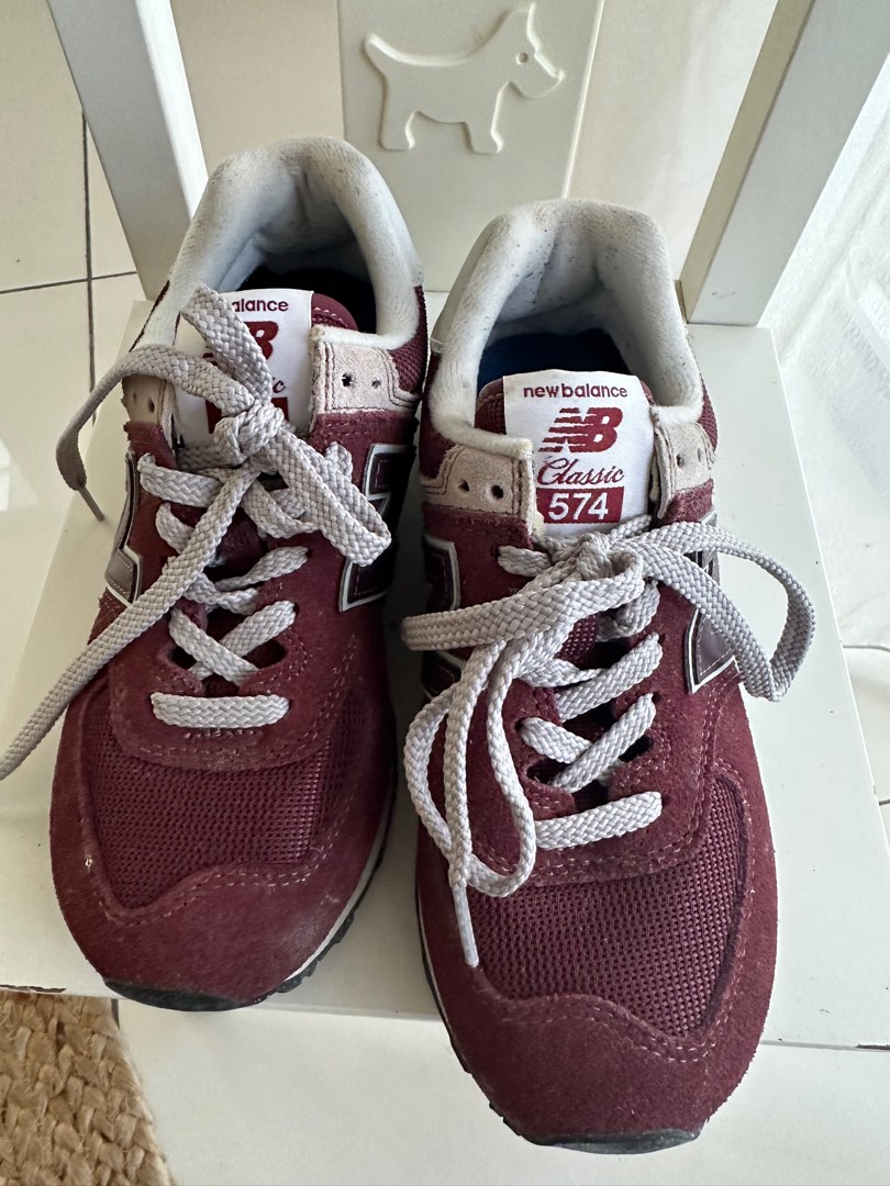 NB 574 Classic Sneakers in Maroon Women s Fashion Footwear