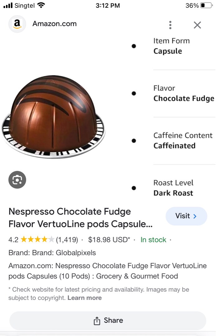 Nespresso Vertio Pods x 9 Chocolate fudge, Food & Drinks, Beverages