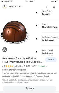 Nespresso Coffee Chocolate Fudge Vertuo 1 Sleeve / 10 Total Capsules for  sale online