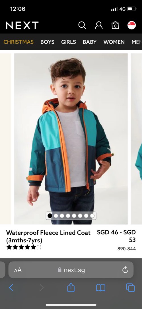 NEXT Waterproof Fleece Lined Coat Jacket Hoodies Babies