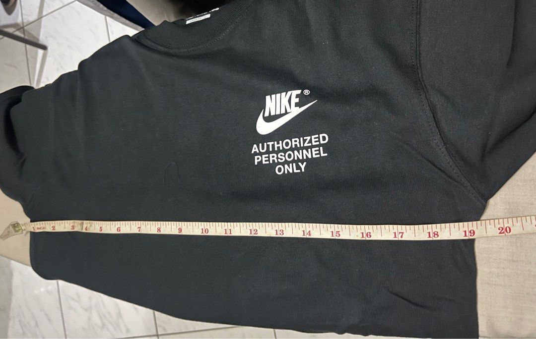 Nike Authorized Personnel Only Shirt (Category: Tshirts & Polo Shirts ) located in Teresa. Submitted by twojhay (Listing ID 1265090261, Image 3). Description: PorSeyl!!!🔥🔥🔥 BNWT Nike Authorized Personnel Only Shirt, Small (loose fit, see dimensions) 1.5K petot +sf Thanks!.