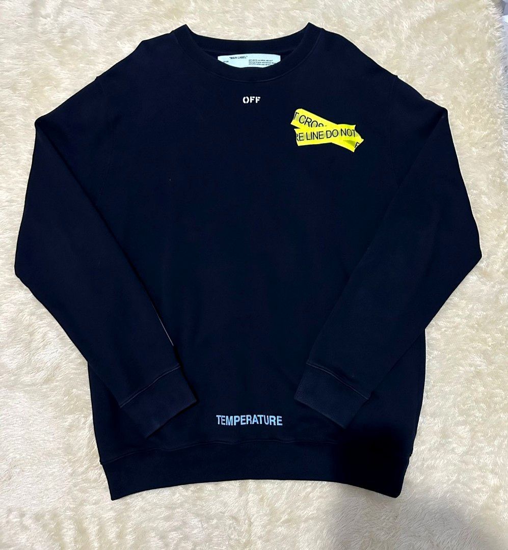 Off white firetape crewneck ORIGINAL 100 Fesyen Pria Pakaian