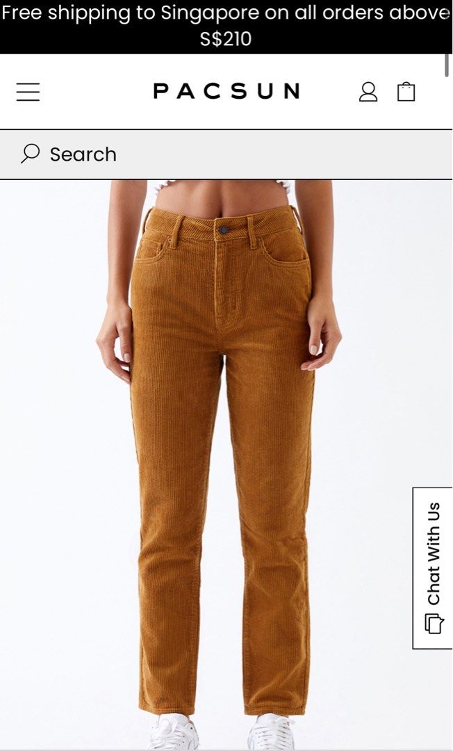 Yellow corduroy mom jeans online