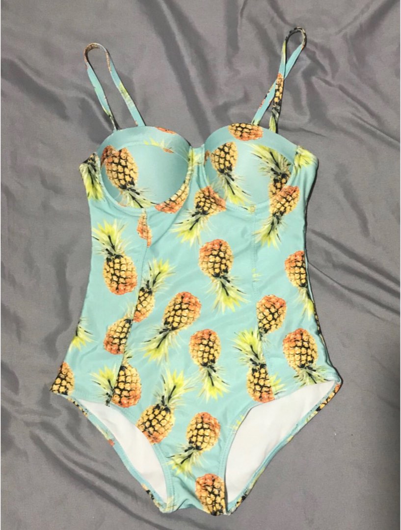 Navy pineapple one piece swim m