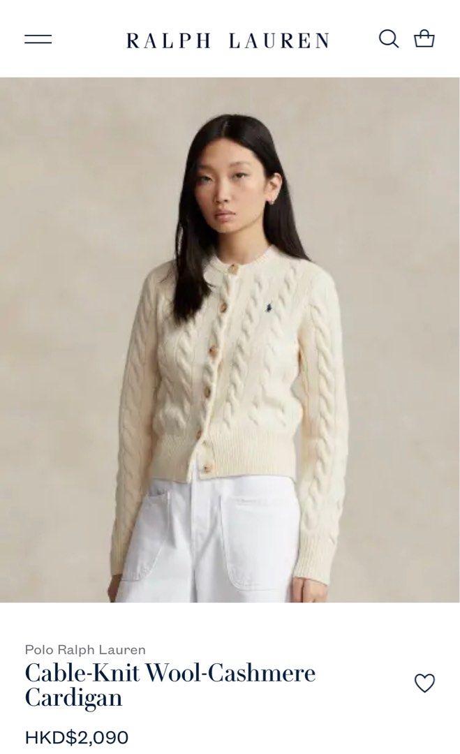 Polo Ralph Lauren Cable Knit Wool Cashmere Cardigan