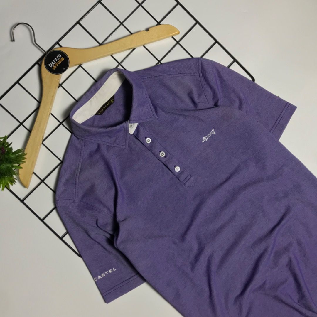 Louis Castel long sleeve purple golf shirt