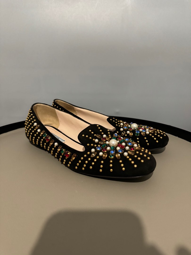 Gold embellished new arrivals flats