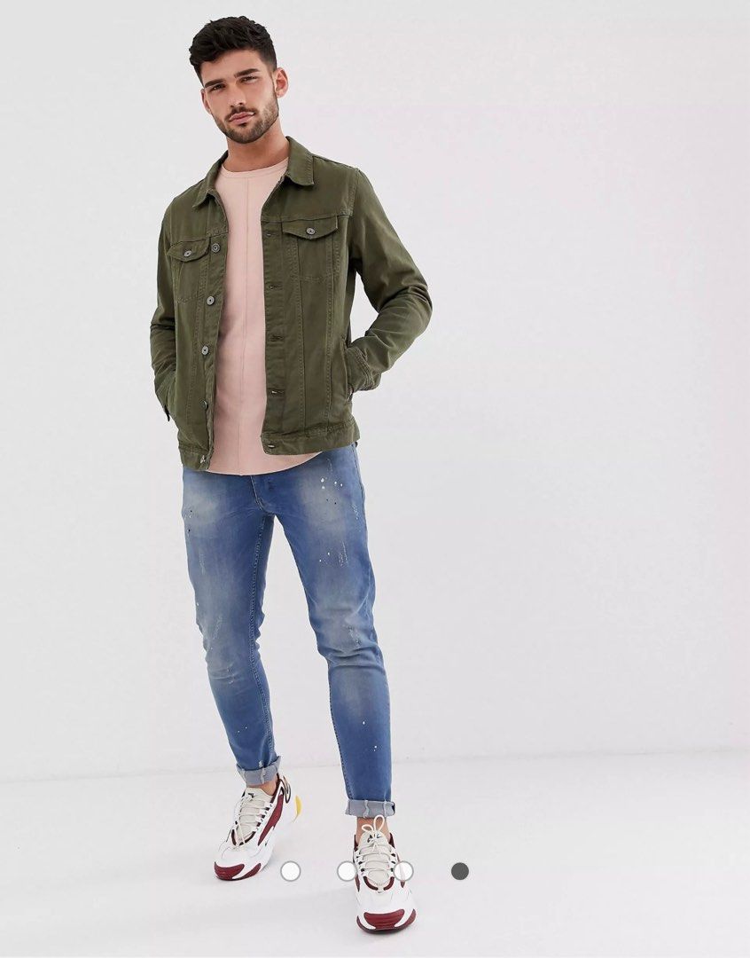 Green colour shop denim jacket