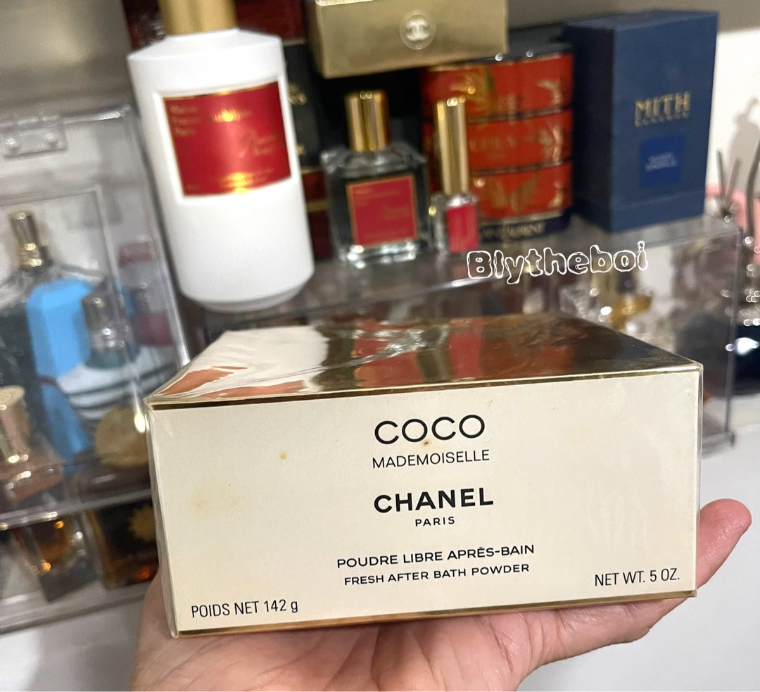 NEW 5oz COCO CHANEL PARIS FRESH AFTER BATH POWDER, w RECEIPT & SAMPLES