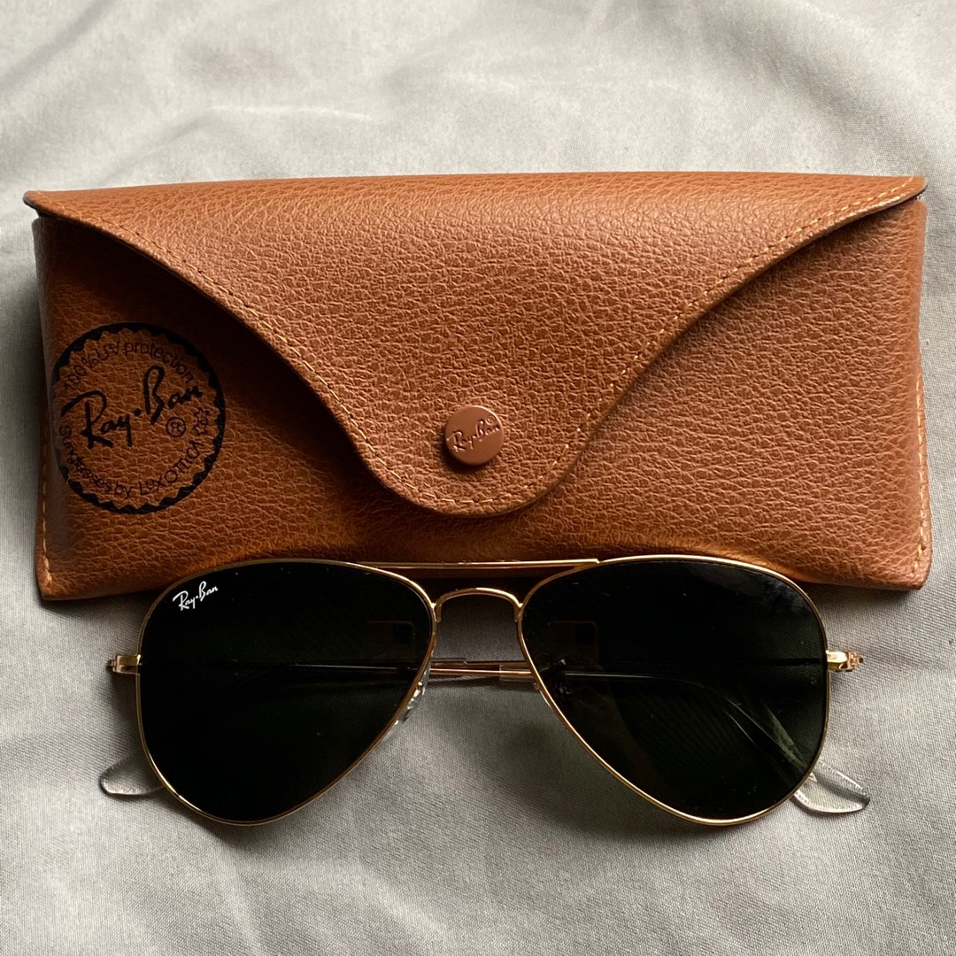 Ray Ban Small Aviator in Gold, Women's Fashion, Watches & Accessories ...