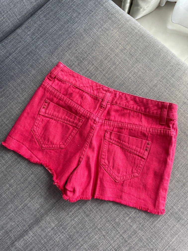 Red jean top shorts
