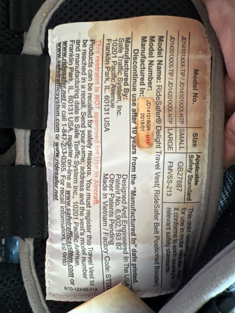 Ride Safer Vest with Bay and Unused Tether, Babies & Kids, Going Out