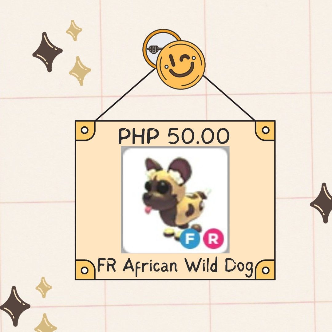 Roblox/Adopt Me | African Wild Dog (Category: Others) located in Antipolo. Submitted by loura21 (Listing ID 1265126571, Image 1). Description: The African Wild Dog is an Ultra-Rare Pet from UGC Rewards Update July 2023. It is currently worth a little more than the Duck Scooter. It is currently worth a little less than the Neon Green Skateboard. It is currently about equal in value to the Puffin. PS: Hello Guys, I'm selling Adopt Me Pets. I don't 