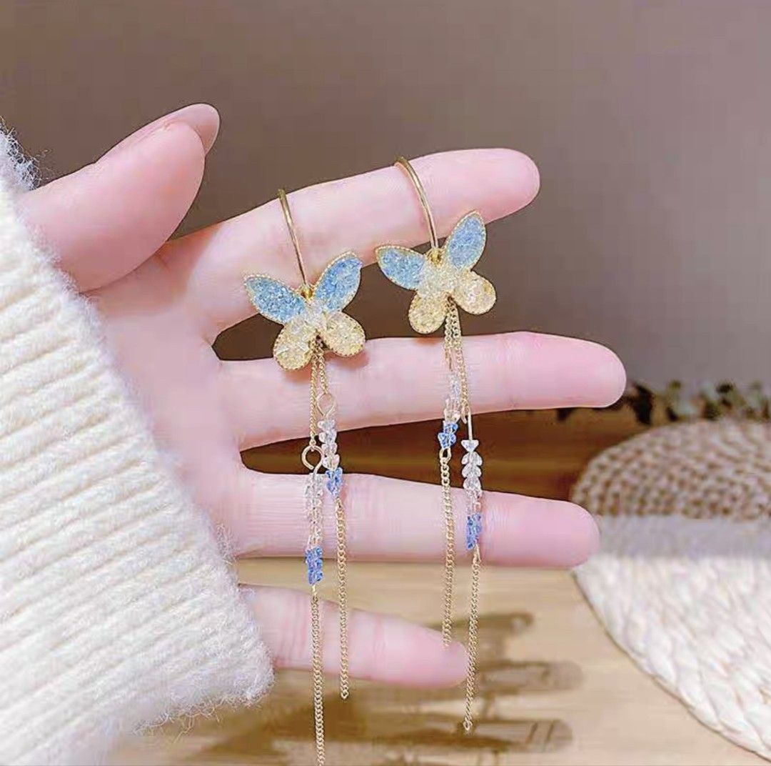 Golden colour clearance long earrings