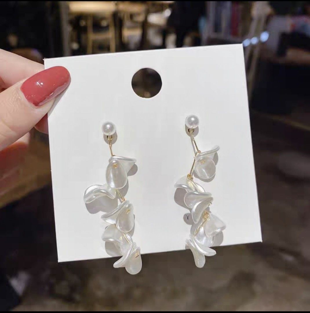 White long hotsell earrings
