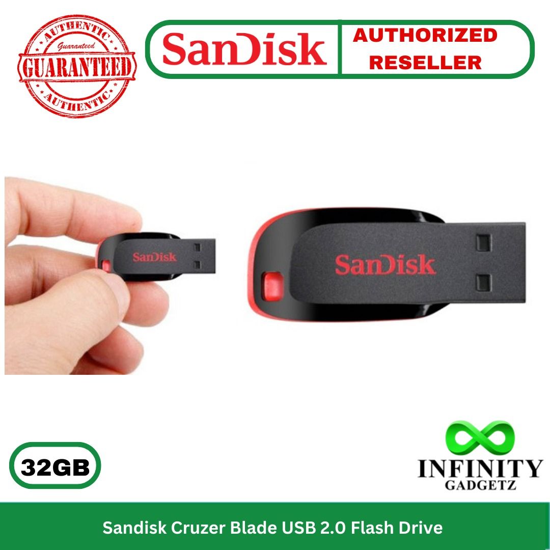 Sandisk Cruzer Blade 32GB USB 2.0 Flash Drive (Category: Hard Disks & Thumbdrives) located in Manila. Submitted by infinitygadgetzph (Listing ID 1265025564, Image 1). Description: PRICES: 16GB - PHP 650 32GB - PHP 750 64GB - PHP 950 128GB - PHP 1450 -Authentic -Authorized Dealer of Sandisk -Sealed and Brand New -With 3 Months replacement warranty (Must keep the complete box/carton for warranty claim) SPECIFICATIONS & FEATURES: -Capacity: 32GB -US