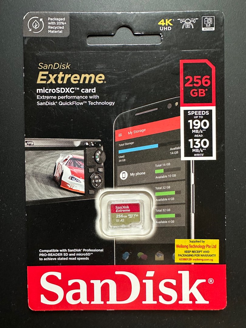 SanDisk Extreme MicroSD Card 256mB, Mobile Phones & Gadgets, Mobile