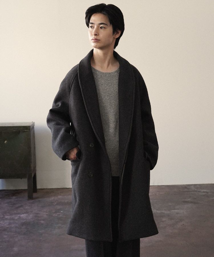 美品　shiun/シウン WOOL SHAWL COLLAR COAT【S】 shiun WOOL SHAWL COLLAR COAT, 他的時尚, 外套、夾克、大衣在
