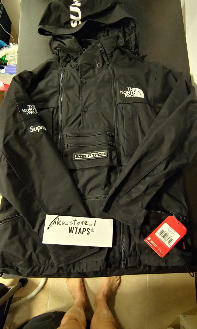 DS RARE SS16 SUPREME x THE NORTH FACE STEEP TECH HOODED JACKET WHITE SZ L  TNF