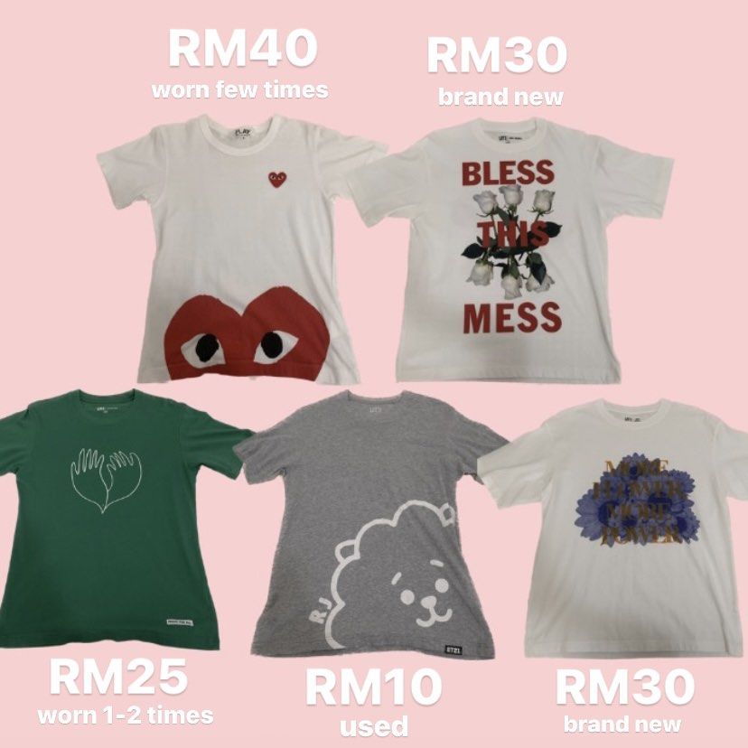 T shirts CDG comme des garcon uniqlo bt21