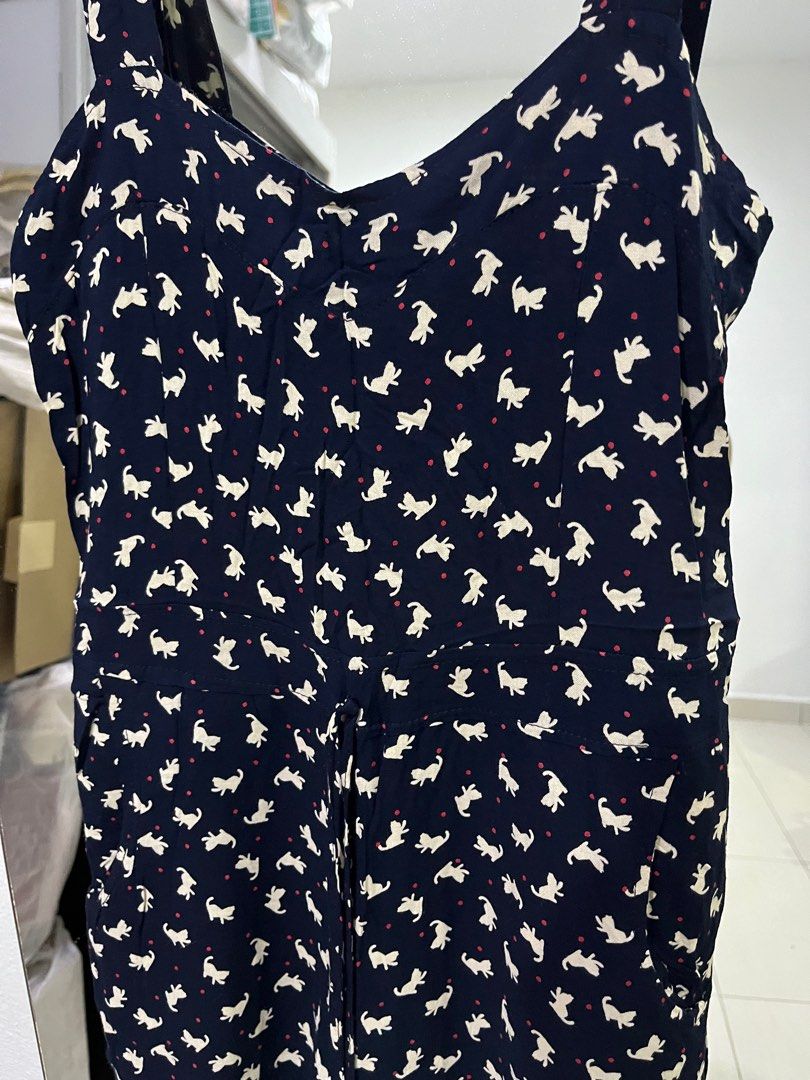 Unbranded Cat Print Jumpsuit with Pockets