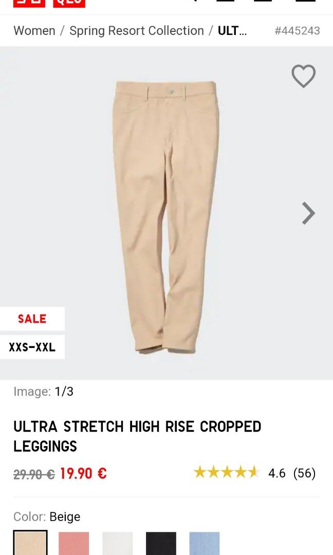 Uniqlo Women's Ultra Stretch High Rise Cropped Leggings Pants, Beige Size  S, Women's Fashion, Bottoms, Jeans & Leggings on Carousell