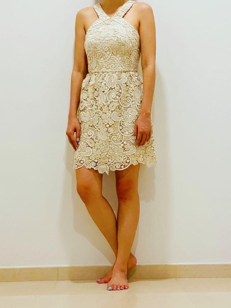 White and clearance gold club dress